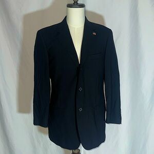 Versini • Sports Coat Mens Size 40R Black 100% Wool Blazer Jacket 3 Buttons